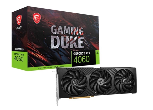 微星推出RTX 4060 8G DUKE 3X暗黑龍爵顯卡：純黑外觀、加入碳纖維飾紋