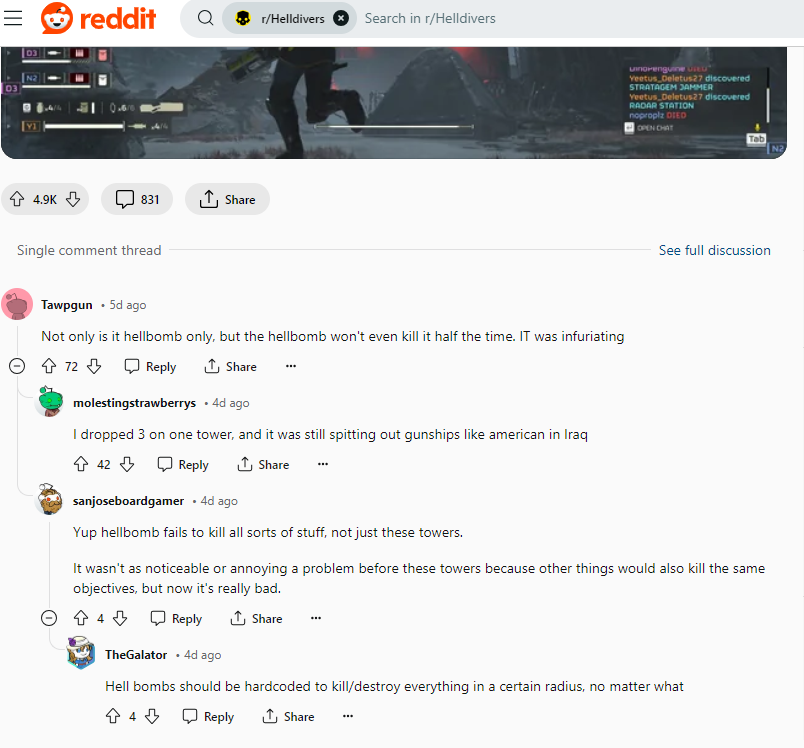 開(kāi)發(fā)者表示《地獄潛者2》新增的直升機(jī)工廠只能用地獄炸彈摧毀