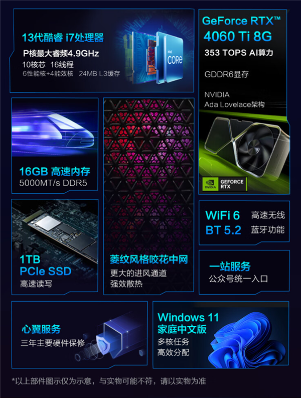 全新雷神黑武士臺式主機上架：RTX 4060Ti首發(fā)5999元