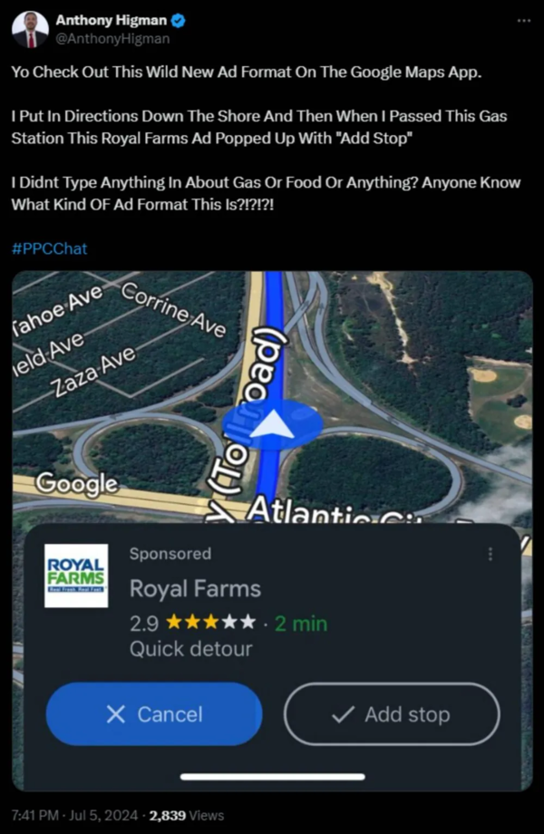 導(dǎo)航中彈出大幅廣告影響行車！曝谷歌地圖正進(jìn)行彈出式廣告測(cè)試