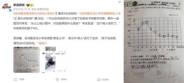 小學(xué)生數(shù)學(xué)被扣4分引全網(wǎng)醫(yī)生討論 到底該不該扣？