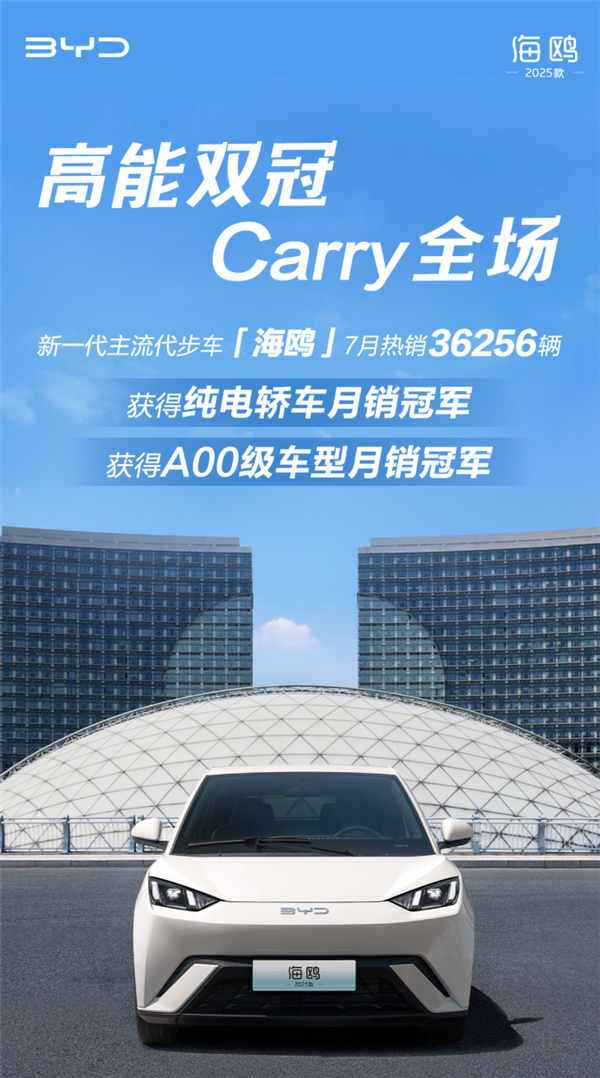 新一代主流代步車 海鷗獲純電轎車+A00級(jí)車型月銷雙冠軍