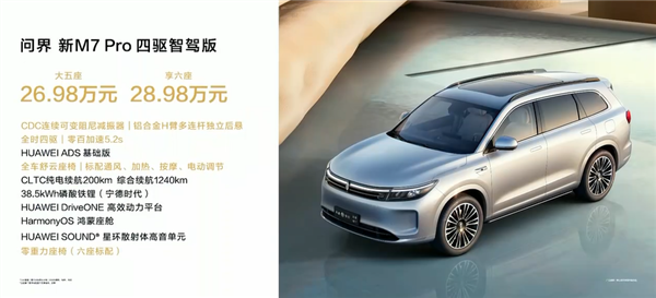 24.98萬(wàn)起 問(wèn)界新M7 Pro正式上市：首款華為視覺(jué)智駕SUV來(lái)了