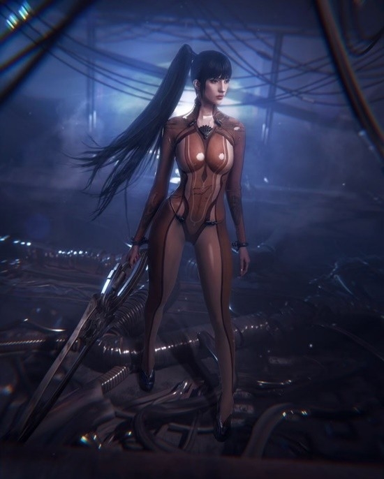 俄妹COS《劍星》女主：膠衣貼身前凸后翹 纖腰迷人