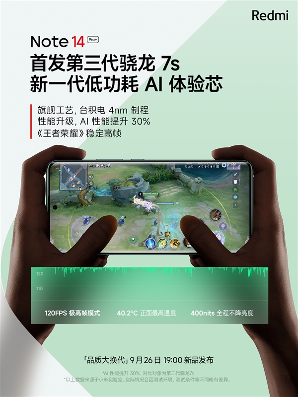 Redmi Note 14 Pro+首發(fā)第三代驍龍7s：4nm旗艦工藝《王者》120fps穩(wěn)定高幀