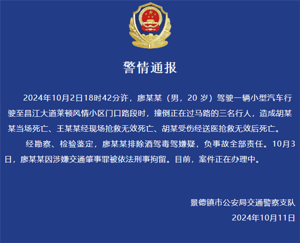 男子駕駛特斯拉超速致一家三口被撞身亡：官方通報