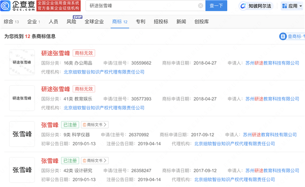 張雪峰怒斥不讓搶注商標(biāo)的壞人得逞 其商標(biāo)曾被多方搶注