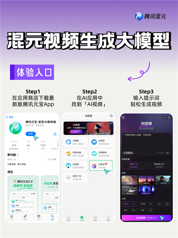 一句話生成視頻！騰訊混元視頻生成能力對外開放：使用教程來了