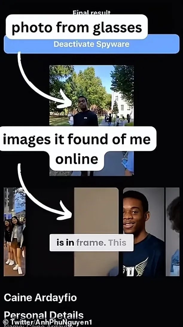 哈佛學(xué)生爆改智能眼鏡 看一眼就能人肉你：姓名住址一目了然