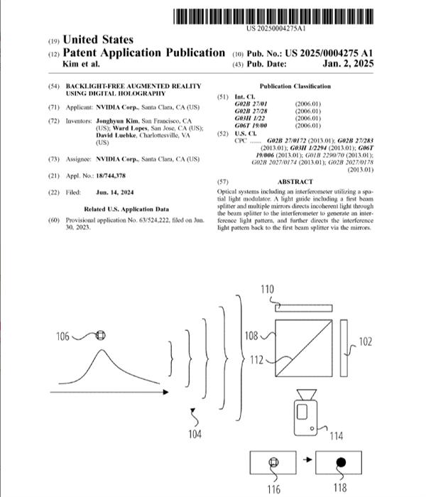 英偉達(dá)AR眼鏡專利曝光：無(wú)背光全息技術(shù) 更清晰自然