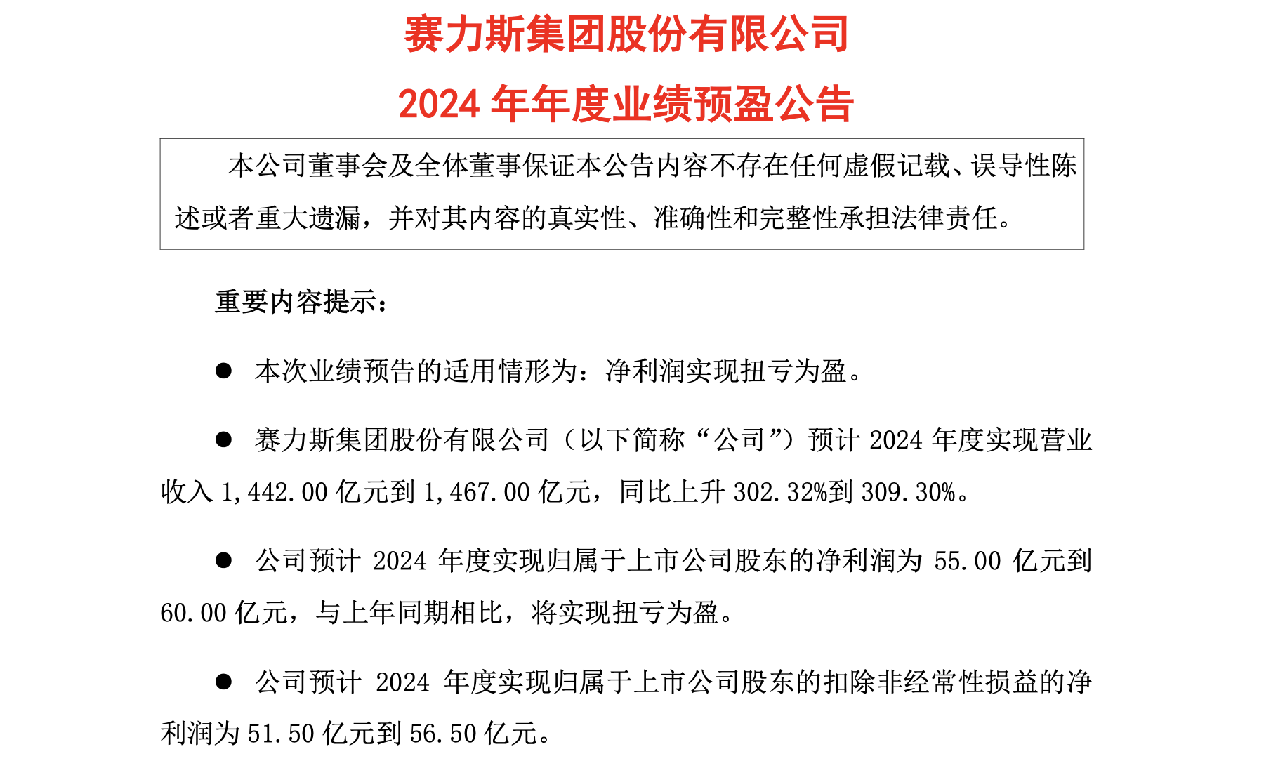 3款主力車型打天下，賽力斯2024年營收暴漲300%、同期實現(xiàn)扭虧
