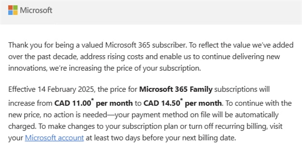 微軟發(fā)郵件宣布Microsoft 365漲價：根本不承認(rèn)是因為Copilot