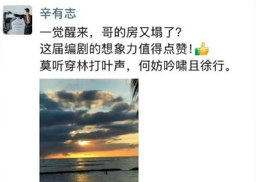 辛巴朋友圈辟謠“被帶走調(diào)查”：一覺醒來房又塌了 這屆編劇想象力值得點(diǎn)贊