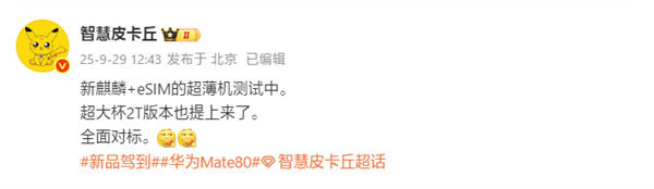 對標(biāo)蘋果iPhone Air！華為測試eSIM超薄手機：搭載全新麒麟芯片